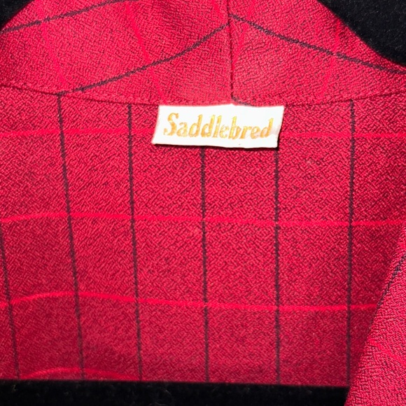 Vintage Red Check Plaid Double Breasted Blazer By Saddlebred Size Large - Picture 7 of 8